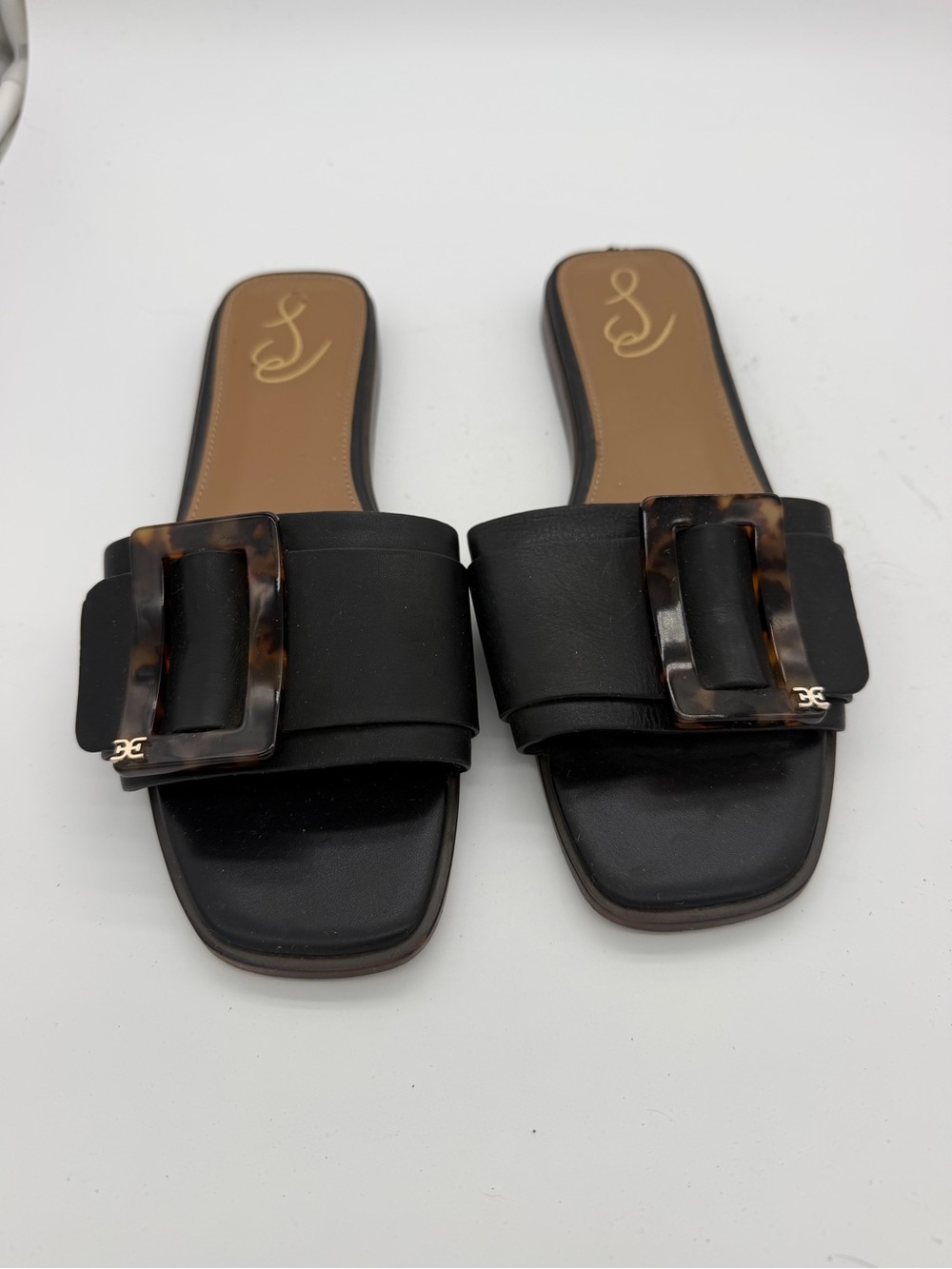 Sam Edelman Black Slide Mules with Tortoiseshell Buckle